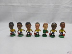 Lote de 7 mini craques da Coca-Cola da seleção brasileira. Medindo em média 7cm de altura. Composto de Taffarel, Chistian, Edmundo, Denilson, Mauro Silva, Djalminha e o Cleber.