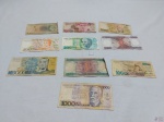 Lote de 10 cédulas nacionais diversas para colecionador. No estado.