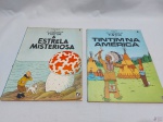 Lote de 2 quadrinhos "As aventuras de Tintim", sendo "Tintim na américa" e "Tintim a estrela misteriosa"