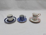 Lote de 3 xícaras de café para colecionador em porcelana, diversa.
