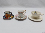 Lote de 3 xícaras de café para colecionador em porcelana, diversa.