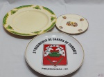 Lote de 3 pratos decorativos em porcelanas diversas. Medindo o maior 28,5cm de altura. Sendo 2 em porcelana inglesa.