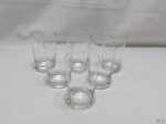 Jogo de 6 copos de suco em demi-cristal incolor. Medindo 10,5cm de altura x 7cm de diâmetro de boca.