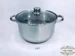 Caçarola em aço inoxidável com tampo em vidro, La Cuisine. Medidas 25x14cm