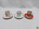 Lote de 3 xícaras de café para colecionador em porcelana diversa.