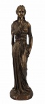 Escultura representando deusa grega do silêncio com patina ouro velho. Medindo 27 cm de altura.