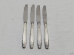 Jogo de 4 facas de mesa em prata 90 Eberle, modelo 1215. Medindo 22cm de comprimento.