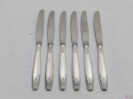 Jogo de 6 facas de sobremesa em prata 90 Eberle, modelo 1215. Medindo 20,5cm de comprimento.