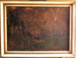 Constantin Gorbatoff (Russo 1876-1945)                                                                                               Gravura colada sobre Eucatex .                                                                                              Apresenta no verso, etiqueta de exposição Alemã  Galeria Heuberger.                                                                                                              Med.  Alt. 80 x Larg. 1.05 cm. c/ mold.    LARG. 62 x 87 cm. s/ mold.