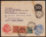Brasil 1943 - Envelope circulado com selo do Centenário do Olho de Boi e selos netinha com carimbos comemorativos!