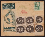 Brasil 1943 - Envelope timbrado Brapex com selos do Centenário dos Olhos de Boi!
