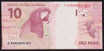 Brasil 2010 - Cédula no valor de 10 reais, com defeito de corte (anômala) em estado flor de estampa!
