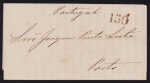 Brasil 1864 - Folder carta circulada do Brasil para o Porto, Portugal . Carta não selada por acordo postal entre os países. Taxa paga de 150 réis no destino!