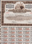 Brasil 1937 - Apólice da Dívida Pública do Estado de Minas Gerais no valor de 200$000 réis em perfeito estado de conservação com dezenas de filipetas!