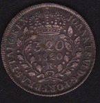 Brasil 1820 - Moeda de prata no valor de 320 réis, letra monetária R em estado SOBERBO/FLOR DE CUNHO!  Moeda fechada em SLAB protetor!