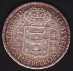 Brasil 1787 - Moeda de prata no valor de 160 réis, coroa alta. Moeda em ótimo estado de conservação, MBC/SOB++. Peça fechada em SLAB protetor!