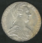 Áustria - Moeda de prata 833 restrike 1 thaler 28 gramas de 1780
