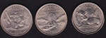 Estados Unidos - (WISCONSIN - MISSOURI - TENNESSE). Seleção de 3 moedas de "Quarter dollar" em perfeito estado de conservação! Moedas não circuladas!