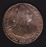 Bolívia 1804 - Moeda no valor de 8 reales, Carolus IIII em ótimo estado de conservação!