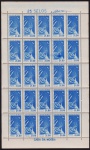 Brasil 1963 - Exposição Aeronáutica, selo em folha completa de 25 selos sem carimbo com goma!
