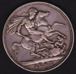 Inglaterra 1893 - "WIDOW HEAD! Muito rara moeda de prata em grande formato no valor de 1 Libra em ótimo estado de conservação! Oportunidade!