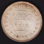 Brasil 1911 - Moeda de prata no valor de 1.000 réis, em estado absolutamente flor de cunho! Moeda fechada em SLAB protetor!