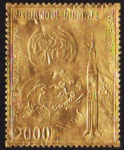 República do Mali 1968 - Selo aéreo com banho de ouro alusivo ao tema astronáutica! Valor de catálogo em 40 Euros!