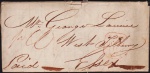Inglaterra 1822 - Carta completa com texto pré-filatélica circulada na Inglaterra. Porte pago e carimbos diversos frente e verso!