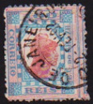 Brasil 1892 - Selo 100 réis Tintureiro com variedade de grande deslocamento do fundo rosa!