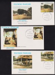 Polinésia 1985 - Série de envelopes FDC's oficiais dos correios com selo se carimbos alusivos a temas da Cultura Polinésia!