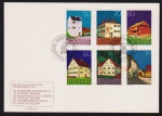 Liechteinstein 1978 - Envelope FDC com série completa de selos e carimbo alusivo ao tema arquitetura!