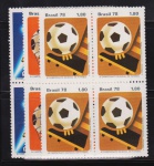 Brasil 1978 - Futebol, série completa em quadras sem carimbo com goma integral!