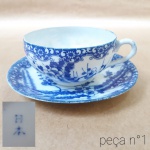 Porcelana - Antiga Xícara de Chá com Pires. Made in Japan, Legítima Oriental em fina porcelana casca de ostra.