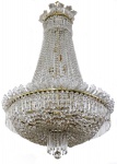 LUSTRE - Imponente lustre império com pingentes em cristal lapidado, estrutura em bronze polido. Med. aprox. 120 cm + correntes. Perfeito estado.