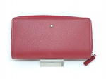 Montblanc - Carteira feminina soft grain leather - Red - sem uso e caixa completa !!!Long wallet 8CC with zip - Red .