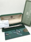Sterling Silver Montegrappa Fountain Pen model 1055 VI. Made in ItalyFully marked on every piece. Cap is marked with (star) 1055 VI and then Montegrappa Italy, the top of the pen has the Montegrappa signature date of 1912, the nib holder (also called section) is marked 925, the nib is marked Montegrappa, Italy, M (for medium tip) and 750 (18K gold), and the barrel is marked (star) 1055 VI, 925 and then 925 again.NO  scratches or dents of any kind. Fountain pen pump appears to be in mint condition. Pen has a wonderful weight and balance in the hand. Overall weight is 36 grams. Measures 5 1/2" long.  Original box for this pen.Montegrappa holds the honor of being the oldest Italian manufacturer of fine writing instruments in the world. Founded in Bassano del Grappa, Italy in 1912, it has been developing writing tools in the same historic building from which it originated.They have produced the pen of choice for authors including John Dos Passos, Paulo Coelho and Ernest Hemingway. Its pens are used by popes, presidents and royalty. Among these notables are His Holiness John Paul II, His Majesty King Juan Carlos of Spain, His Majesty King Hussein of Jordan, Her Majesty Queen Sirikit of Thailand, His Majesty Sultan Hassanal Bolkiah of Brunei and others.
