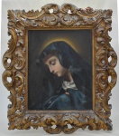 ESCOLA EUROPEIA - OST - MARIA MADALENA - COM SELO NO VERSO " NO. 1456 (338) Eale 13/6.60 - Spanish School - Mary Magdelene - 22"  x 17" Carved Frame.  Medida: ME: 70 cm x 80 cm; MI: 54 cm x 42 cm