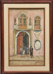 OST ACID - J M ALMEIDA Pintura representando casarão assinado no verso, moldura com pátina- ME 82 cm x 57 cm ; MI 37 cm x 59 cm