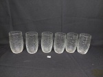 Jogo de 6 copos em Vidro Moldado Translucido. Medida: 5,5 cm x 11 cm