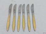 Jogo de 6 facas de sobremesa em aço inox Hercules, modelo ourodur. Medindo 18,5cm de comprimento