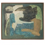Jandyra Waters (1921). Sem Título. Óleo sobre tela. Assinado, cie. 1964. Com etiqueta do XIII Salão Paulista de Arte Moderna. 1964 no verso. 82 x 96 cm.  