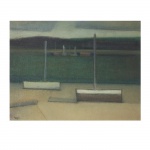 Arcangelo Ianelli (1922-2009). Barcos. Óleo sobre tela. Assinado, cie e datado 1958. 45 x 60 cm.
