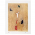 Arthur Luiz Piza (1928-2017). Étoiles Rouges. Gravura a cores em metal (água forte em goiva) sobre papel. Adquirido na Casa de Leilões Soraia Cals. 38 x 28 cm.