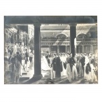Antiga foto preta e branca representando casamento de nobres. 43 x 59 cm.  