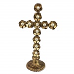 Crucifixo em metal dourado 31 x 18 cm.  