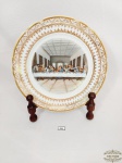 Prato Decorativo Santa Ceia Leonardo da Vinci em Porcelana Real e Ouro. Medida:23 cm diametro
