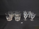 Lote 8 copos e taças em Vidros Diversos sendo 4 Taças Aperitivos e 4 Copos agua. Medida: Copos 8,5 cm x 7,5 cm e taças 8 cm x 6 cm