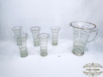 Jogo Jarra de suco com 5 copos  em vidro decorada   friso ouro dec 50 . jarra 16 cm x 23 cm e copo 8 cm x 16 cm