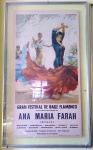 ANTIGO CARTAZ - Gran Festival de Baile Flamenco de 1964 - Barcelona - Moldura em vidro e alumínio. 1.11 X 66 cm. Observação: Nos cantos inferiores do cartaz existem dois rasgos no papel - não compromete o cartaz.