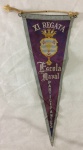 Antiga flâmula - XI Regata Escola Naval Participantes - item no estado, apresenta marcas do tempo. Mede 29 cm alt x 11 cm maior larg.